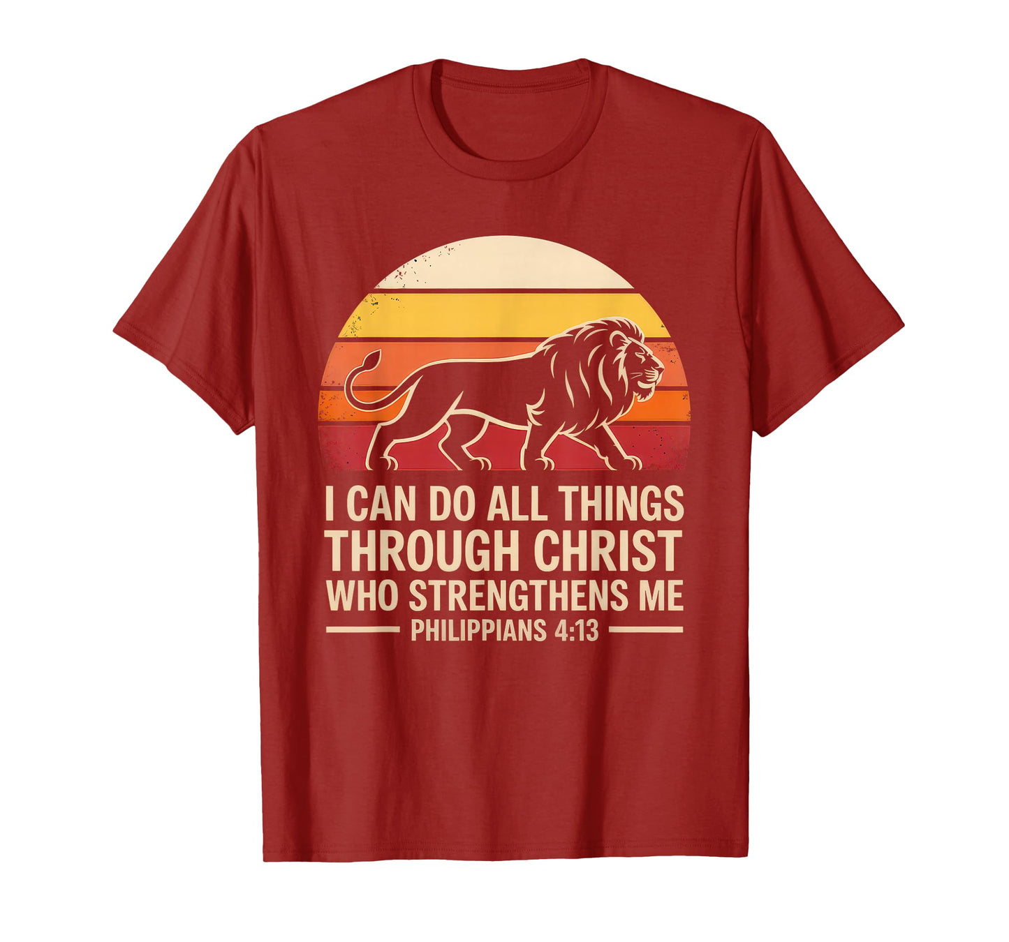 Christian Tshirt Philippians 4:13 Religious Lion Strengthens T-Shirt