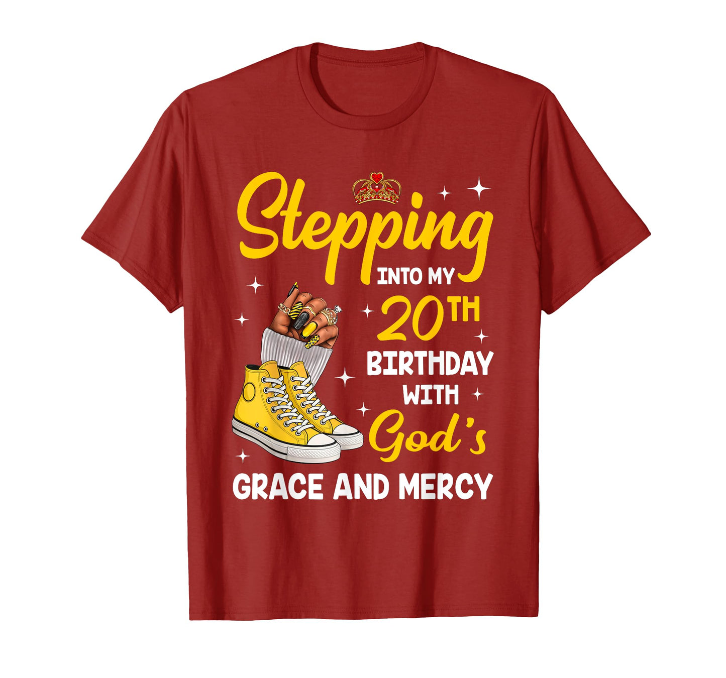 Stepping Into My 20th Birthday Queen Melanin Afro Woman T-Shirt