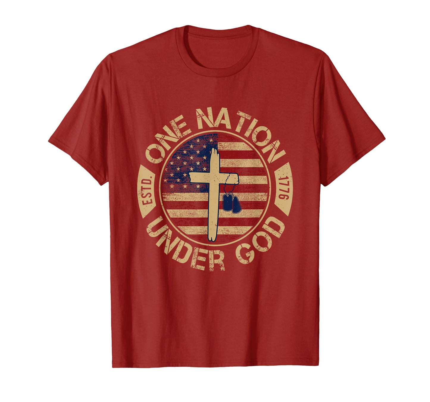 One Nation Under God Flag 4th Of July Patriotic Christian T-Shirt