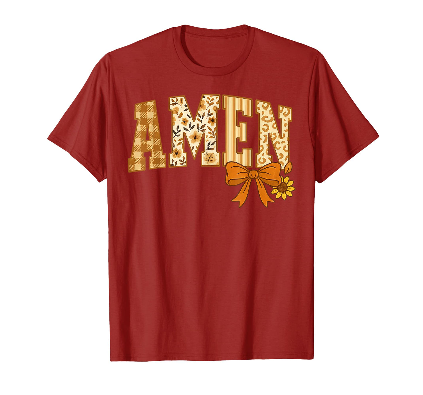 Amen Jesus Christian Faith Thanksgiving Autumn Fall Leaves T-Shirt