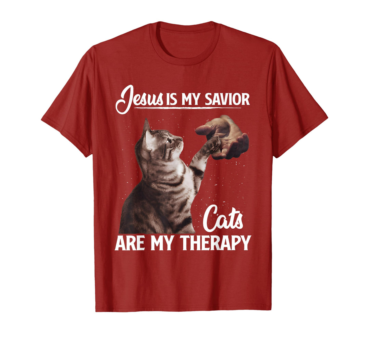 Retro Jesus Is My Savior Cats Are My Therapy God Believers T-Shirt