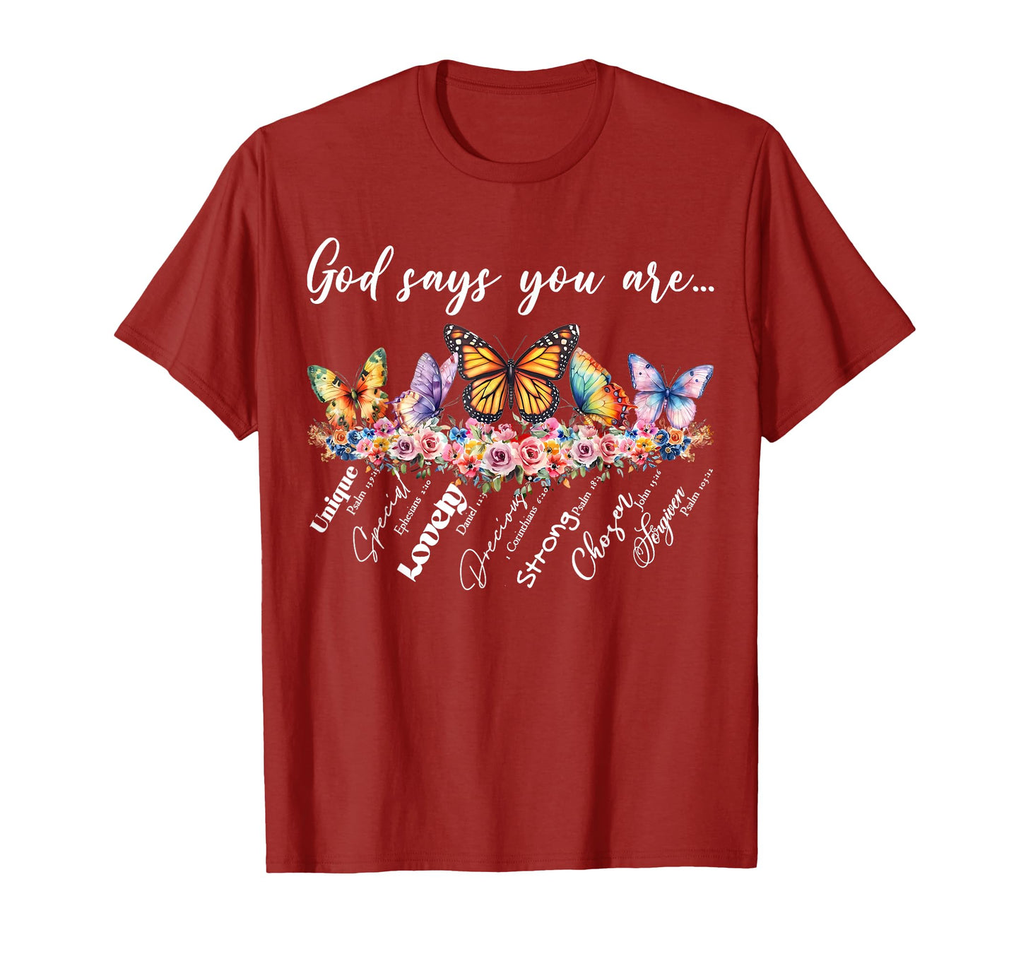 God Says You Are Bible Verse Religious Christian Butterfly T-Shirt