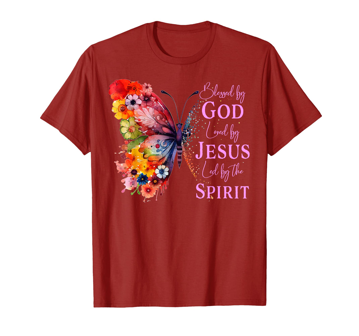 Blessed By God - Loved By Jesus Butterfly T-Shirt