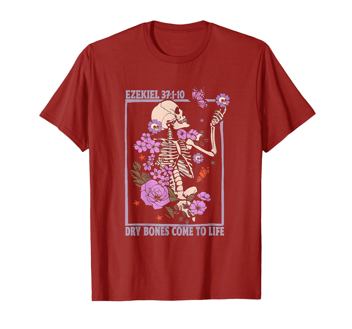 Dry Bone Come to Life Skeleton Floral Christian Halloween T-Shirt