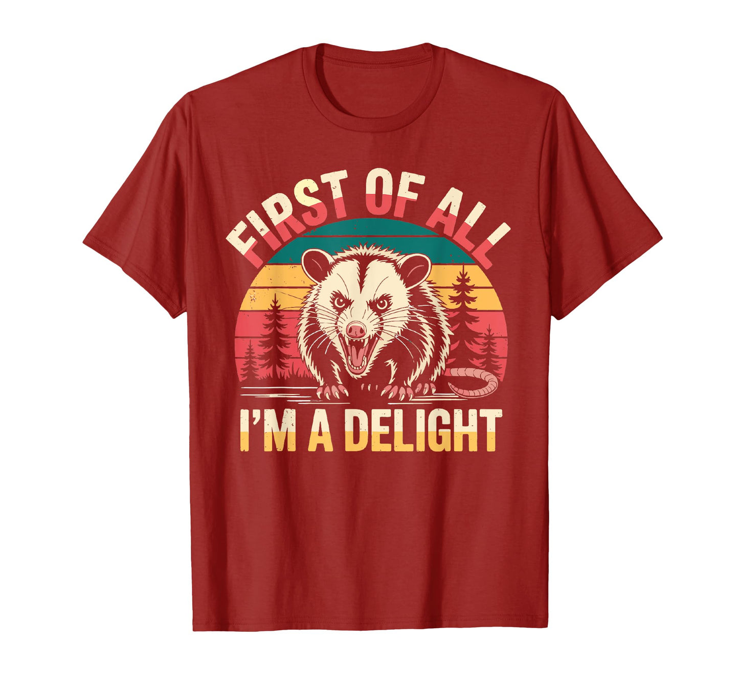 First of All I'm A Delight Funny Sarcastic Angry Opossum Tee T-Shirt