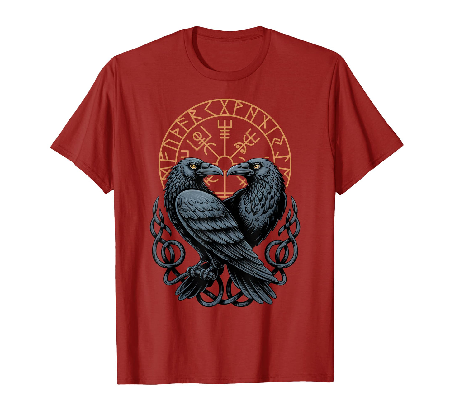 Norse Walhalla Huginn Muninn Celtic Viking Compass Vegvisir T-Shirt