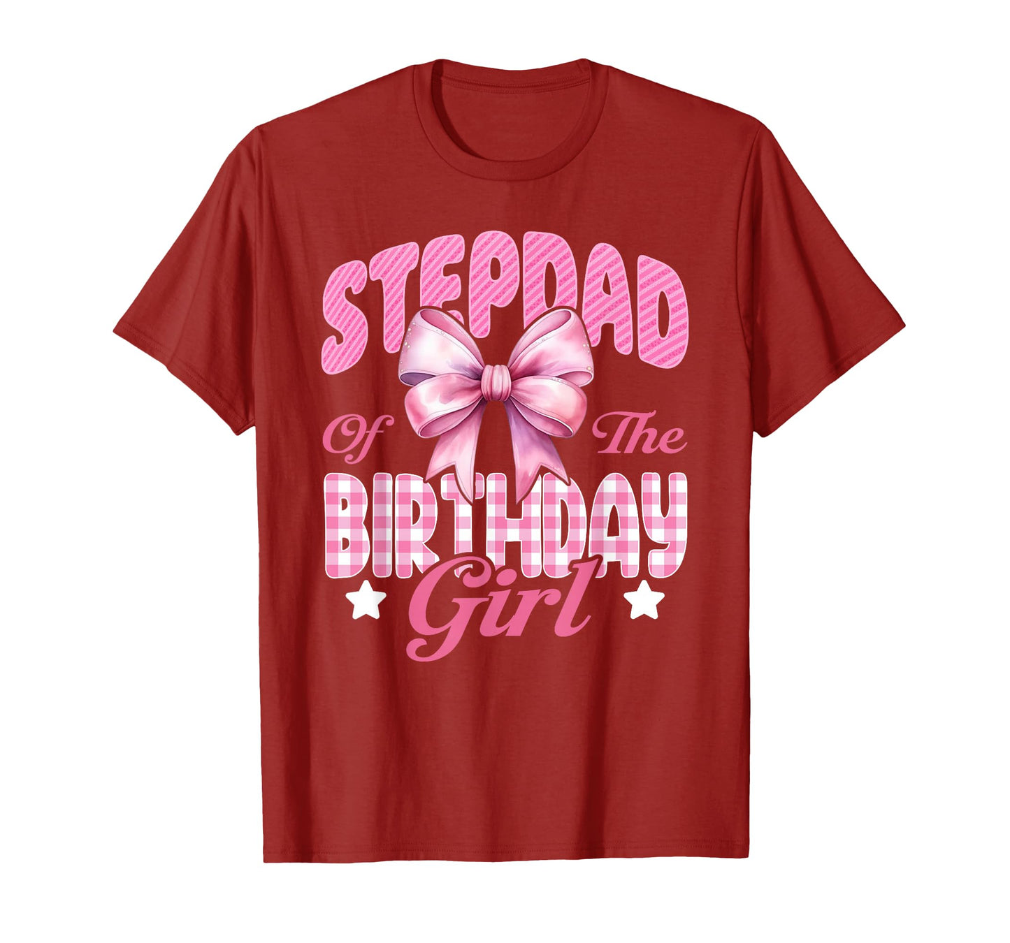 Stepdad of The Birthday Girl Family Pink Coquette Bow T-Shirt