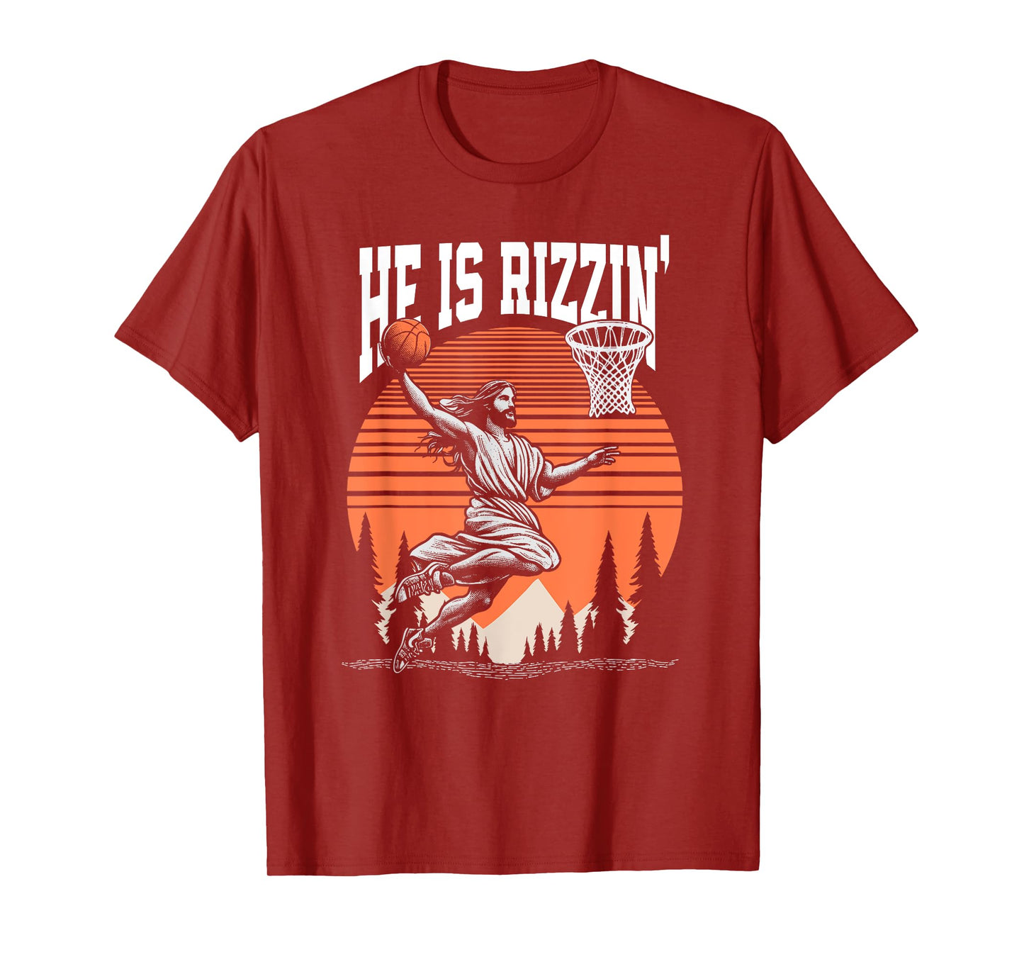 He is Risen Rizzin' Easter Jesus Christian Faith Basketball T-Shirt