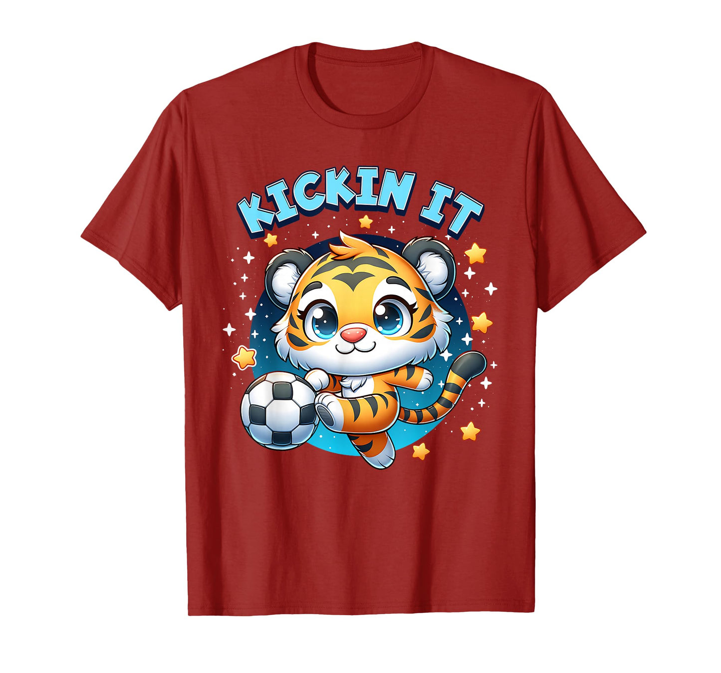 Kickin It Tiger Playing Soccer Kicking Ball Player Girl Boy T-Shirt