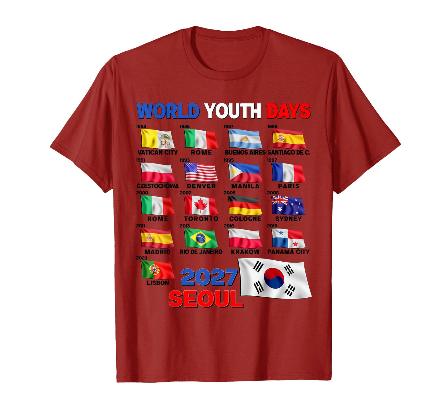 World Youth Day History WYD 2027 Seoul T-Shirt