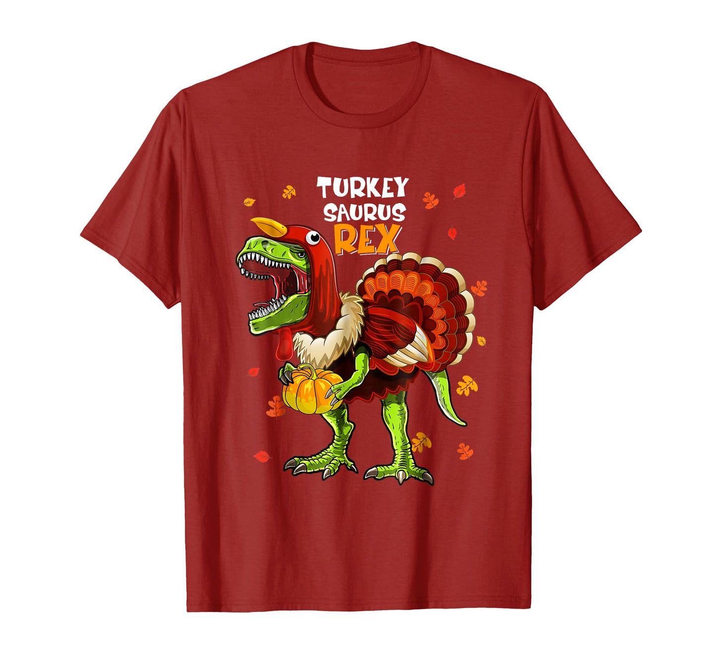 Turkey Saurus Rex Dinosaur Pumpkin Funny Thanksgiving Kids T-Shirt