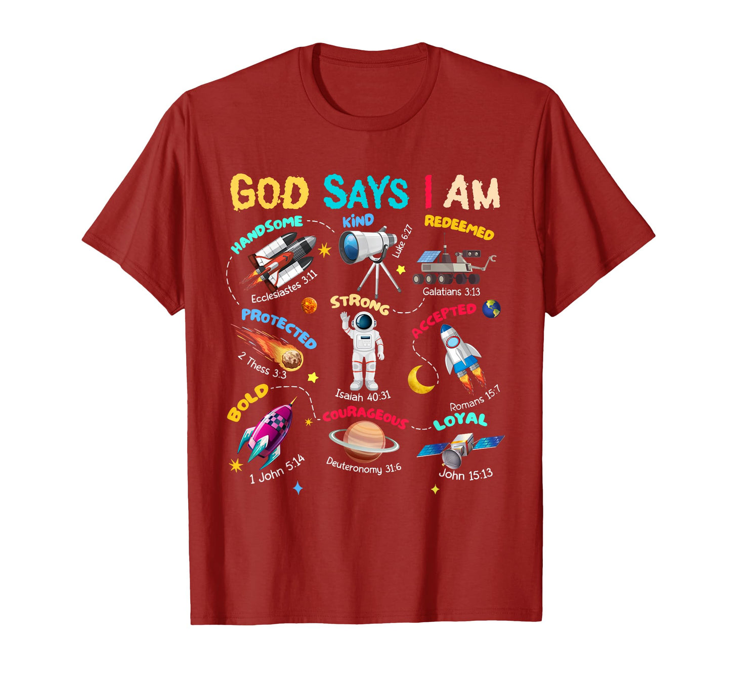 God Says I Am Planets Science Solar Star System Christ Bible T-Shirt