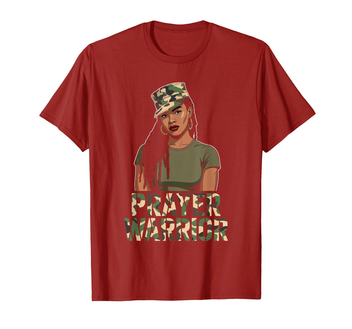 Black Girl Women Camo Prayer Warrior God Jesus Christian T-Shirt