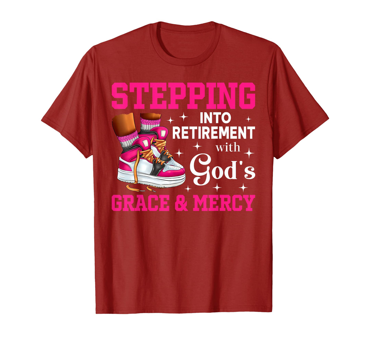 Stepping Into Retirement With God's Grace & Mercy Sneakers T-Shirt