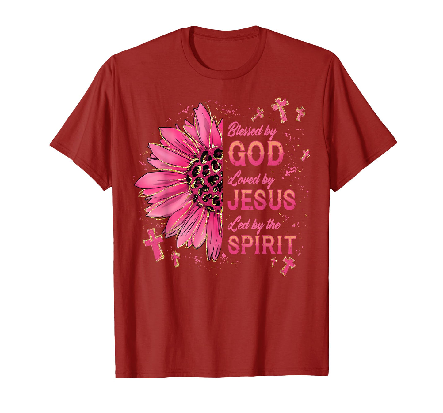 Blessed by God Loved by Jesus Sunflower Christian Faith T-Shirt