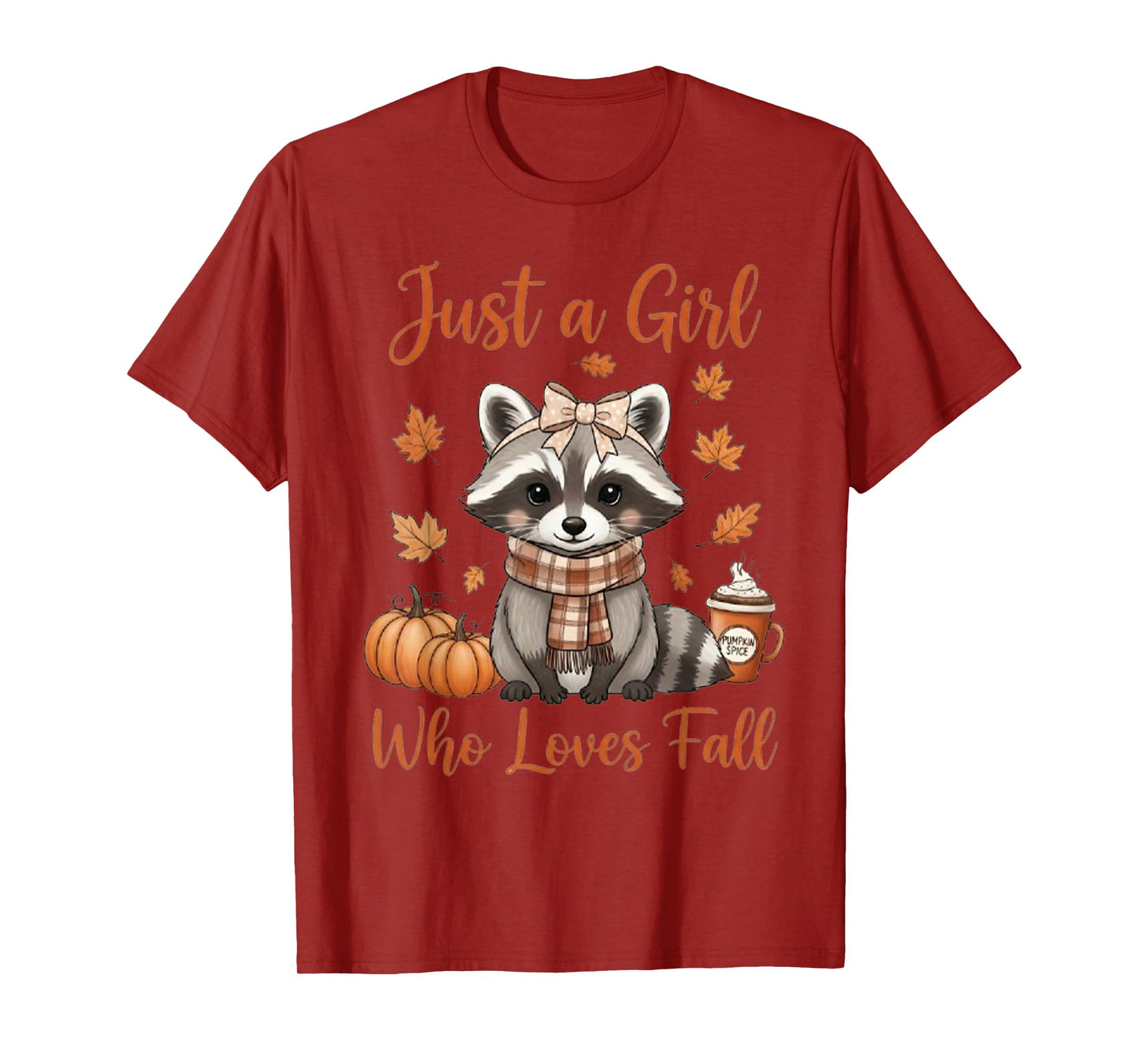 Just A Girl Who Loves Fall Funny Raccoon Fall Vibes T-Shirt