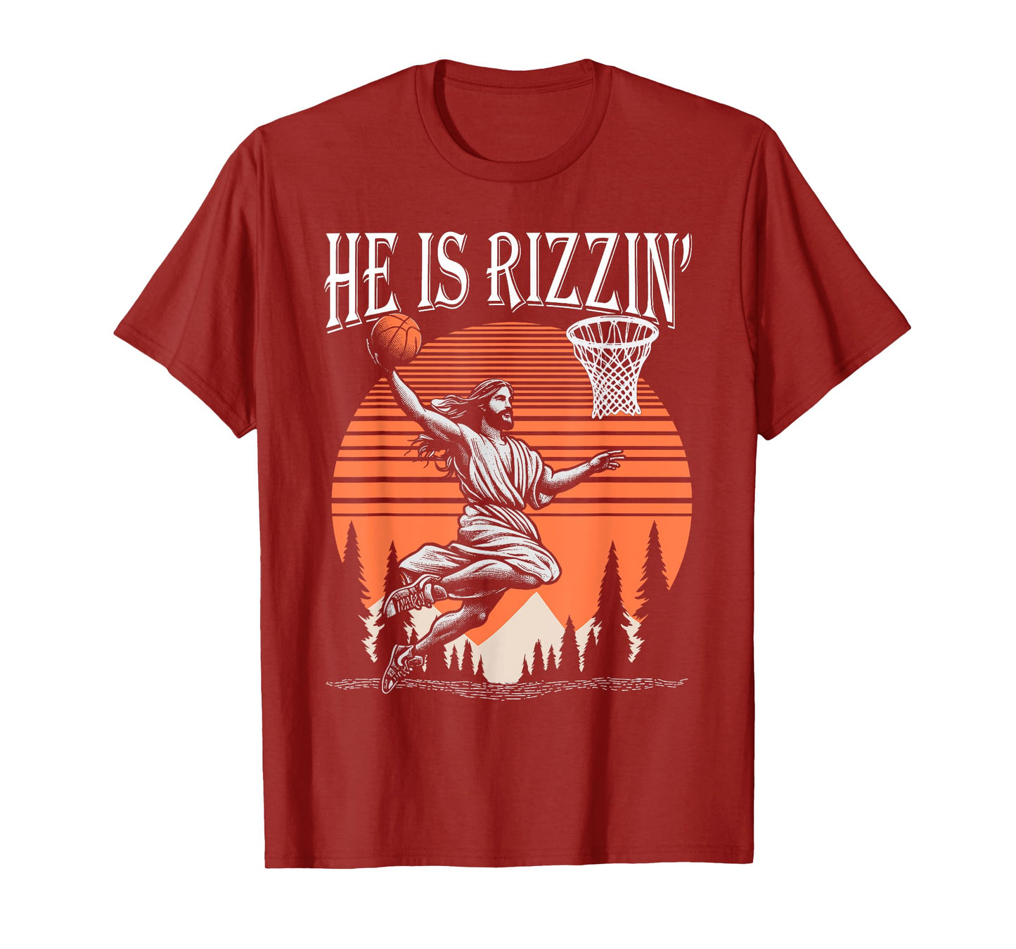 He Is Rizzin Funny Jesus Basketball Easter Christian Men Boy T-Shirt