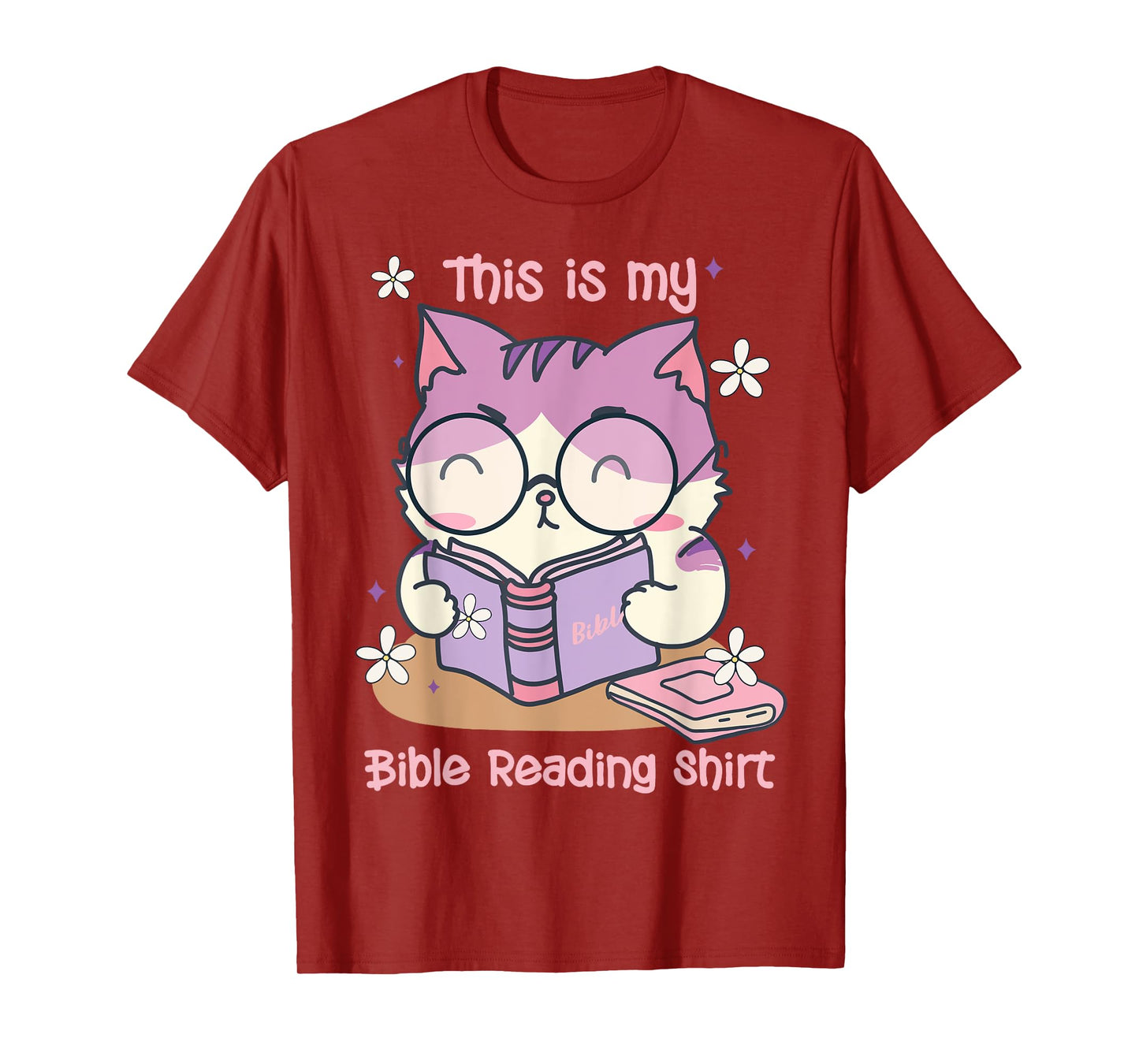 This Is For Bible Reading Cat Cute Christian T-Shirt