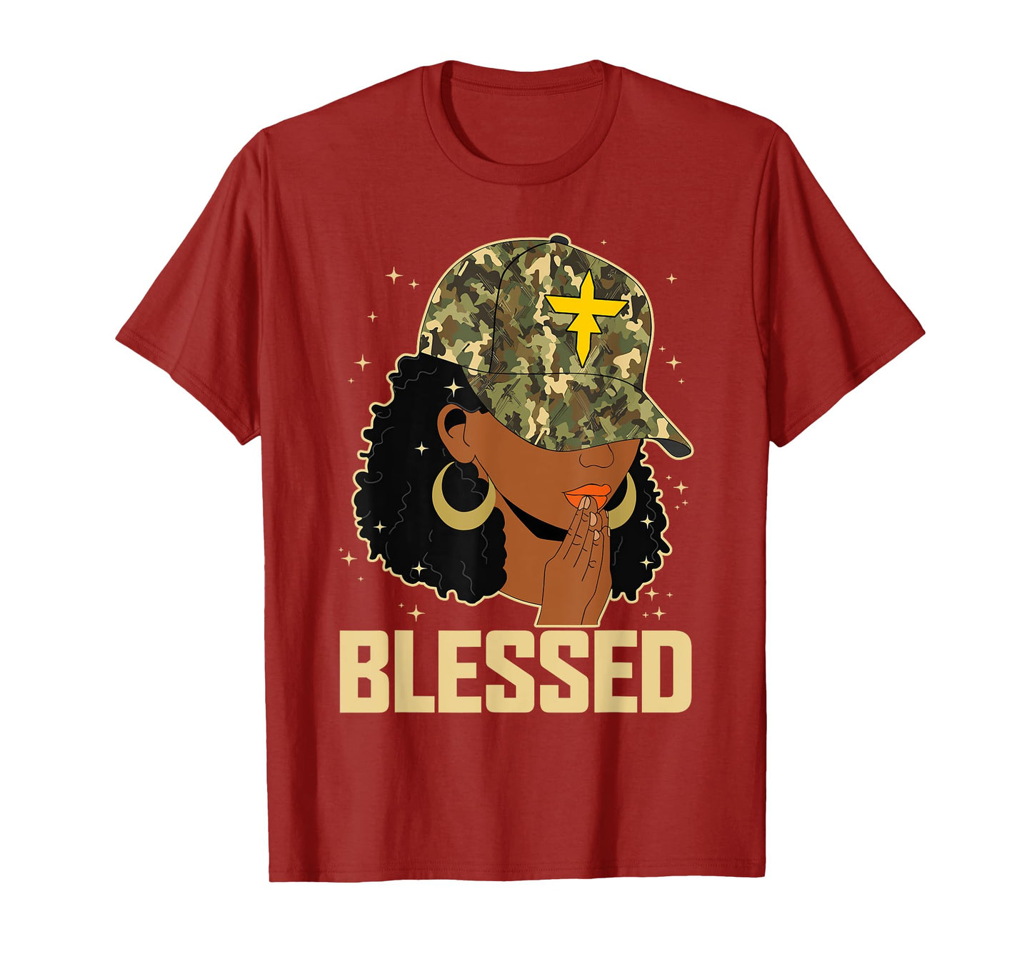 Blessed Black Woman Praying African Christian Camouflage T-Shirt