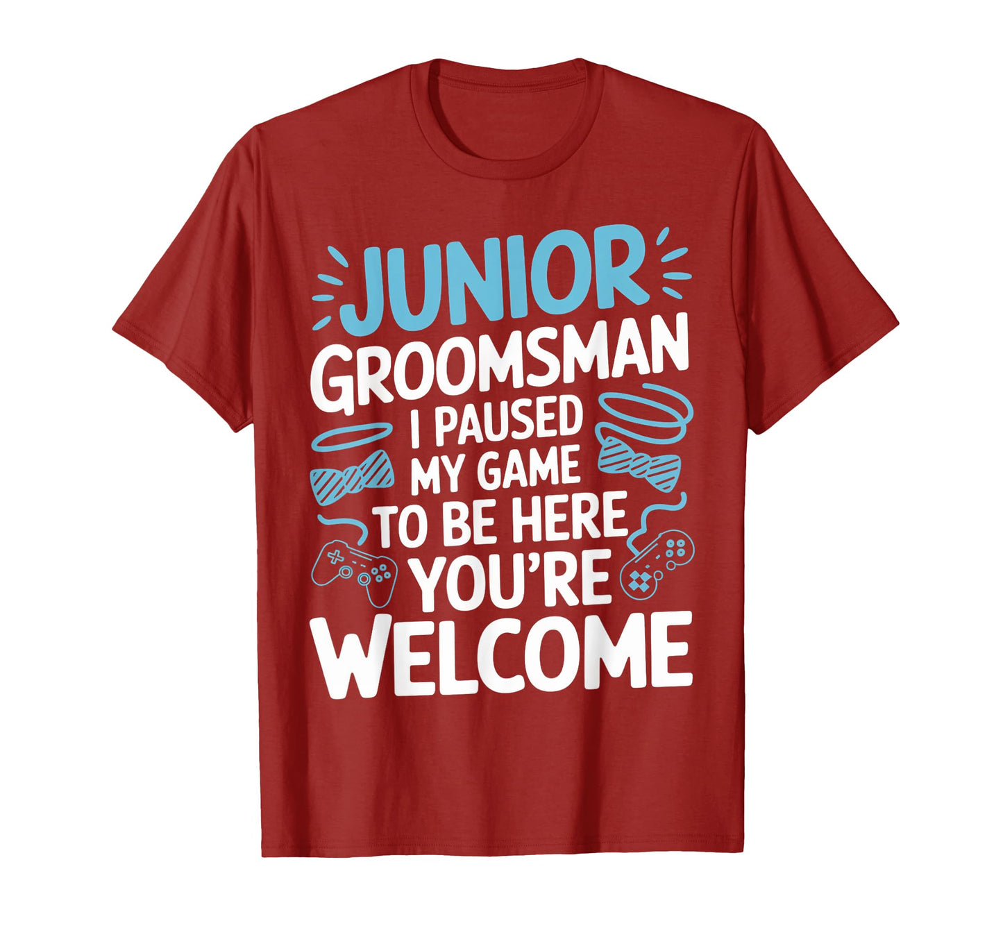 I Paused My Game Wedding Party Bow Tie Cute Junior Groomsman T-Shirt