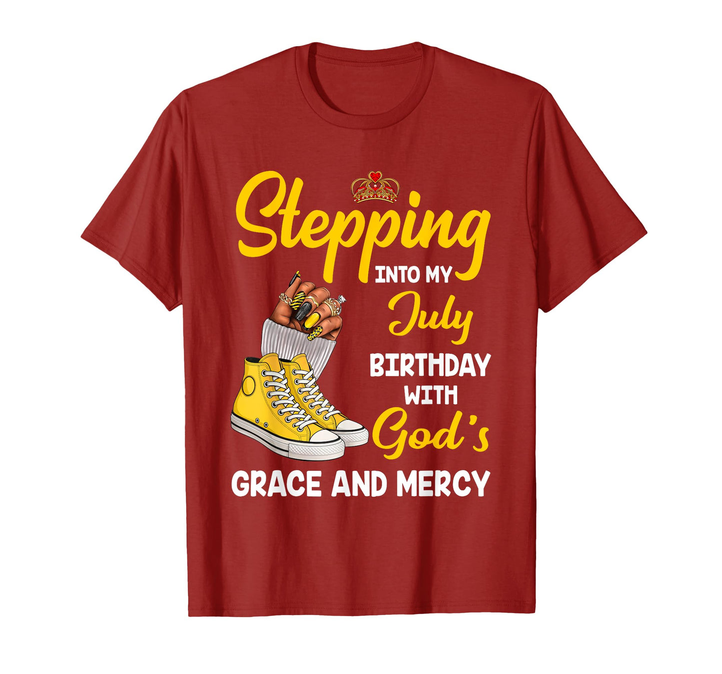 Stepping Into My July Birthday Queen Melanin Afro Woman T-Shirt
