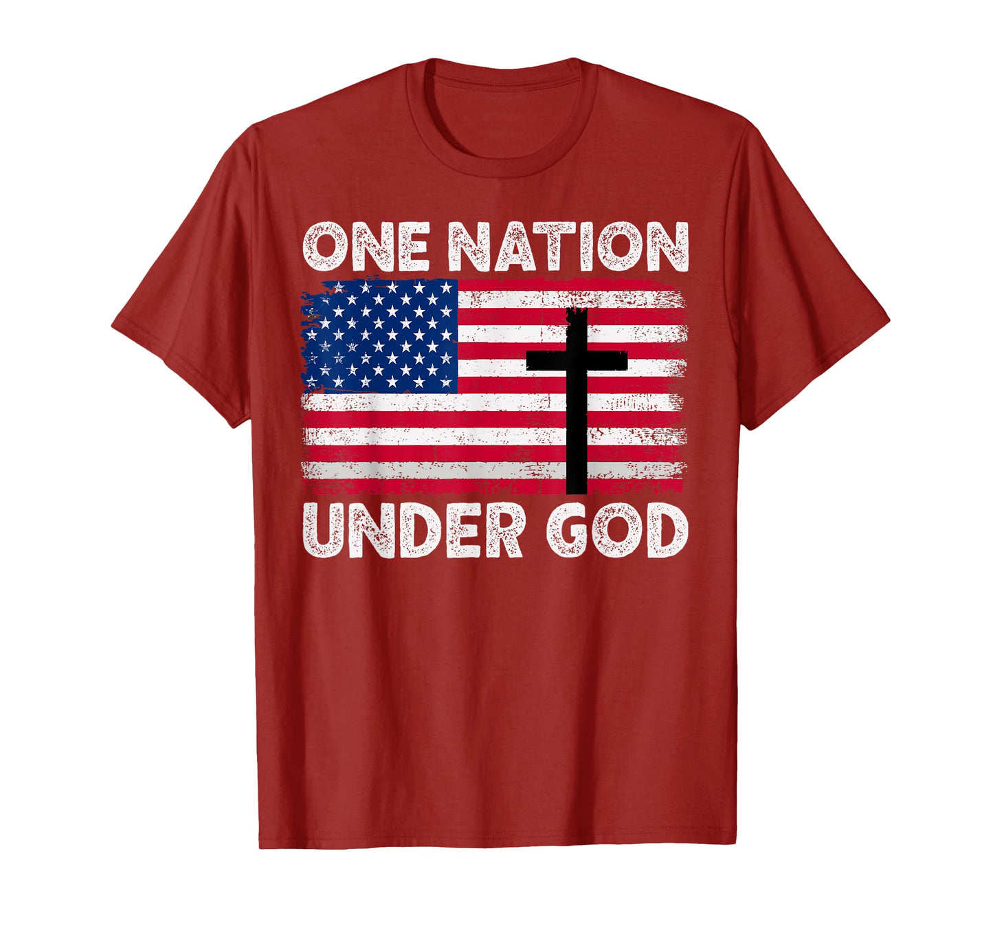 ONE NATION UNDER GOD Flag 4th Of July Patriotic Christian T-Shirt