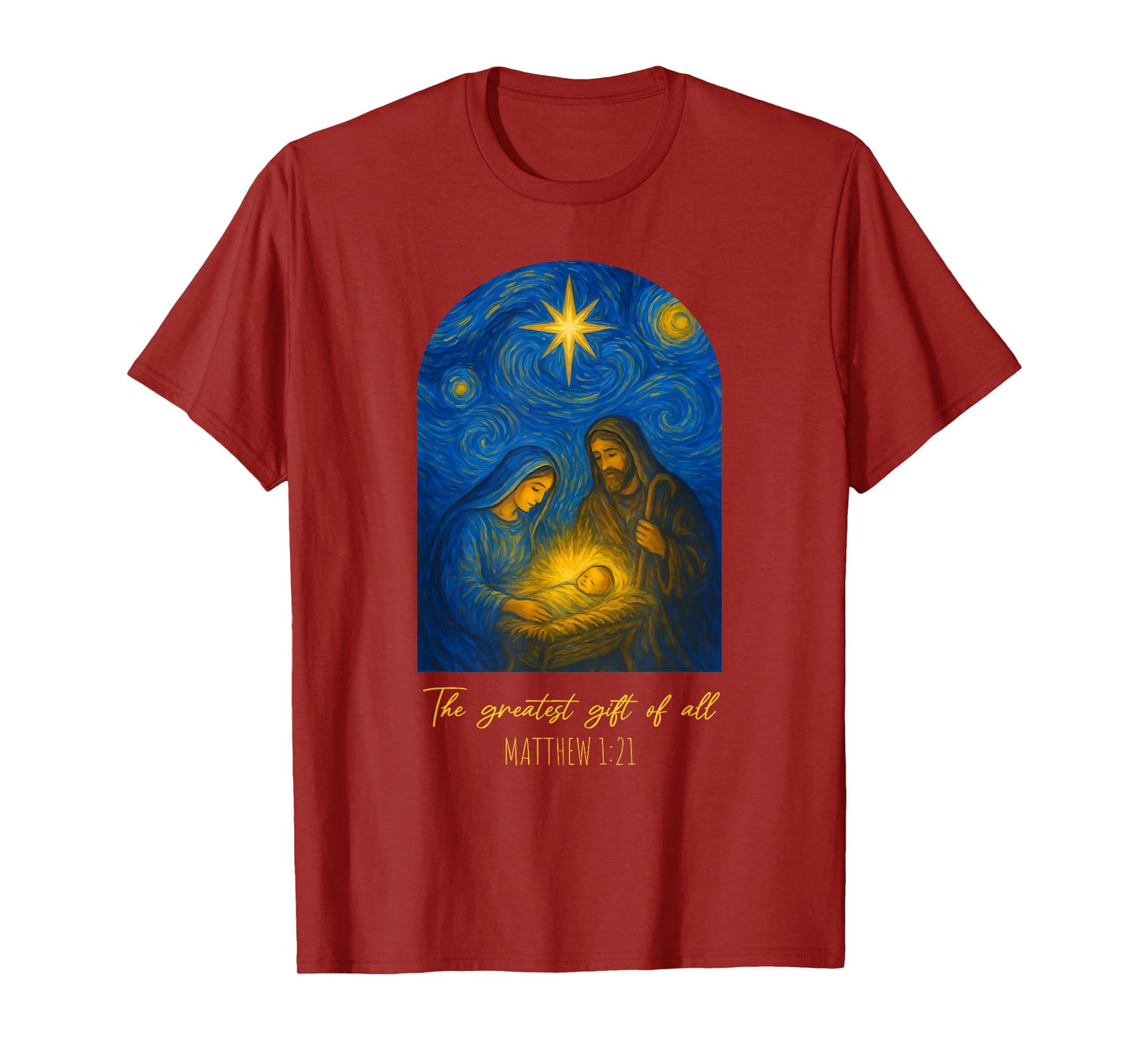 The Greatest of All Christmas Starry Night Van Gogh Nativity T-Shirt