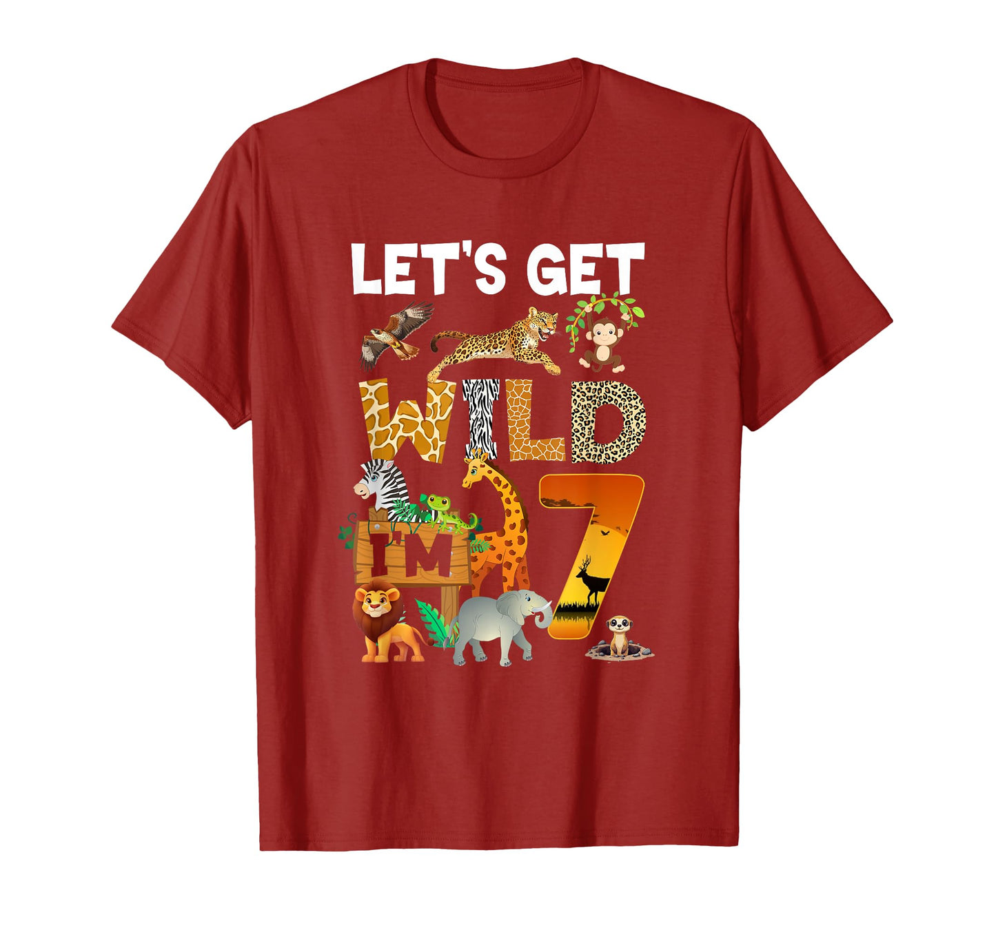 7 Year Old Zoo Birthday Safari Jungle Animal 7Th Bday T-Shirt