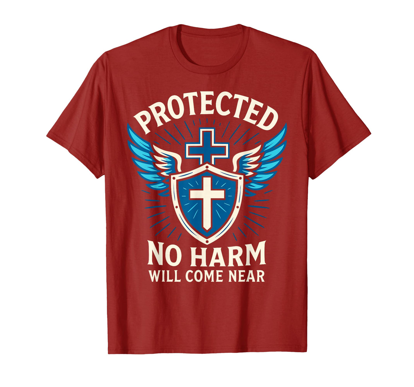Protected No Harm Will Come Near Christian Psalm 91 Navy T-Shirt