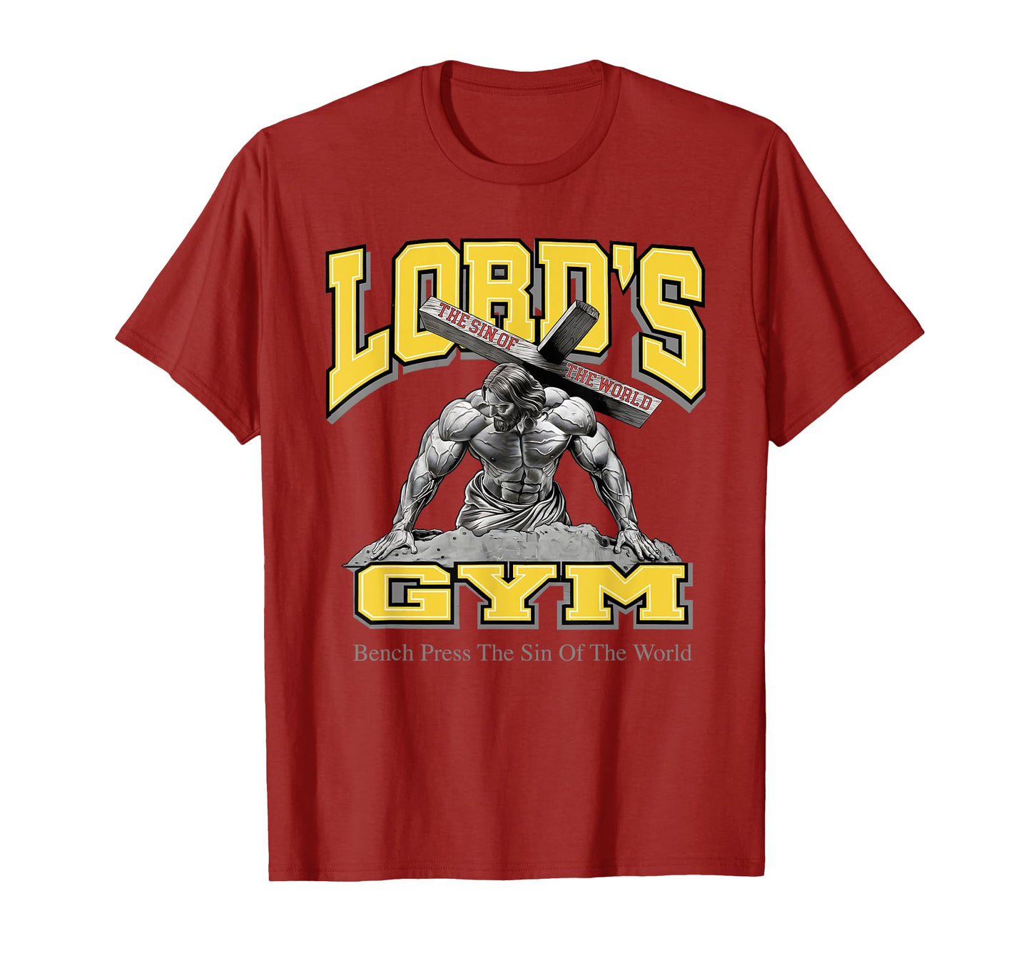 Lords Gym Jesus Vintage 90s Bench Press The Sin Of The World T-Shirt