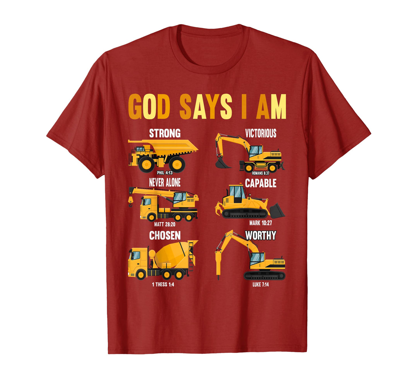 Toddler Kids God Says I Am Construction Bible Verse Truck T-Shirt