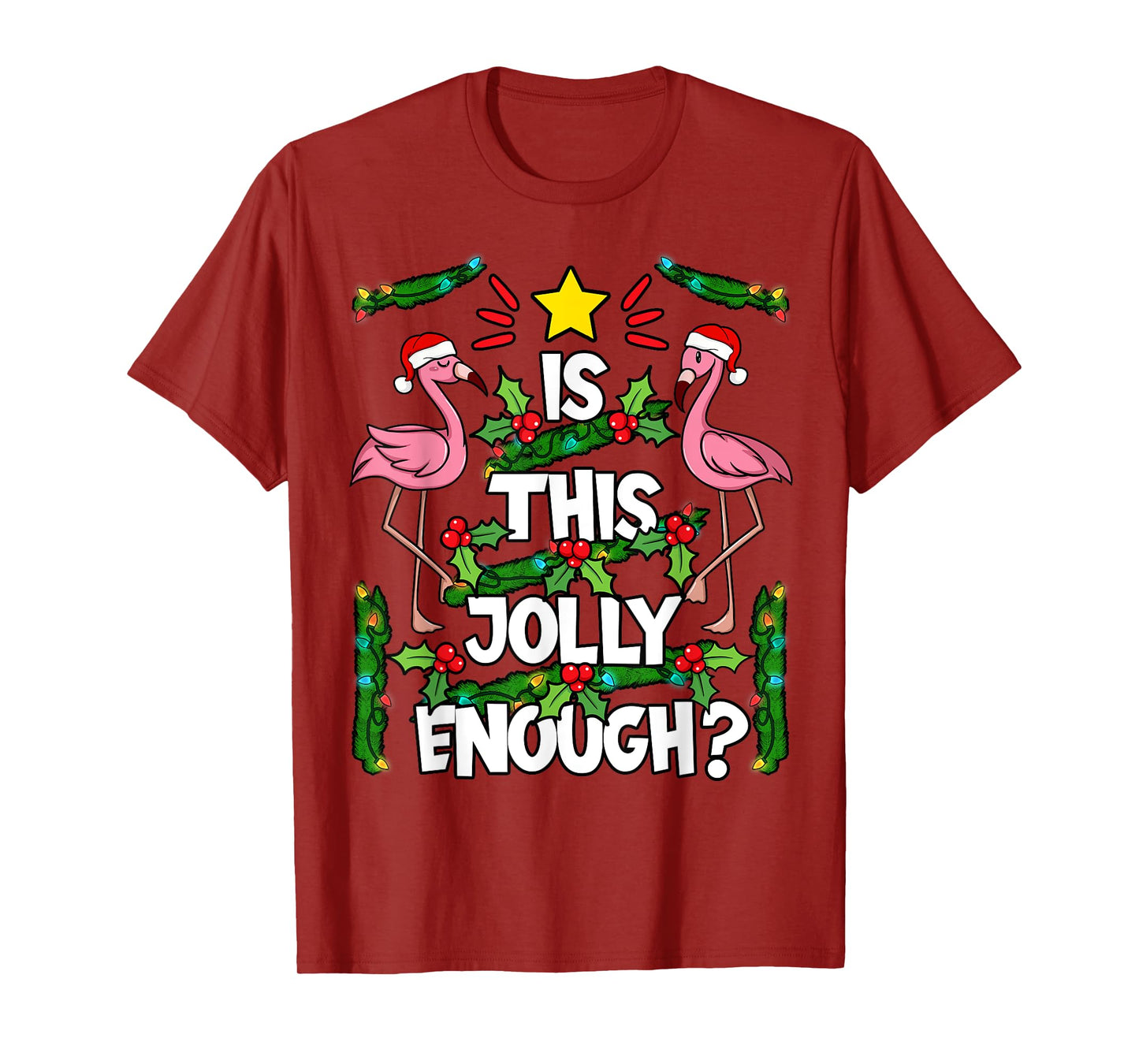 Christmas Tree Pink Flamingo Holiday Santa Hat Xmas T-Shirt