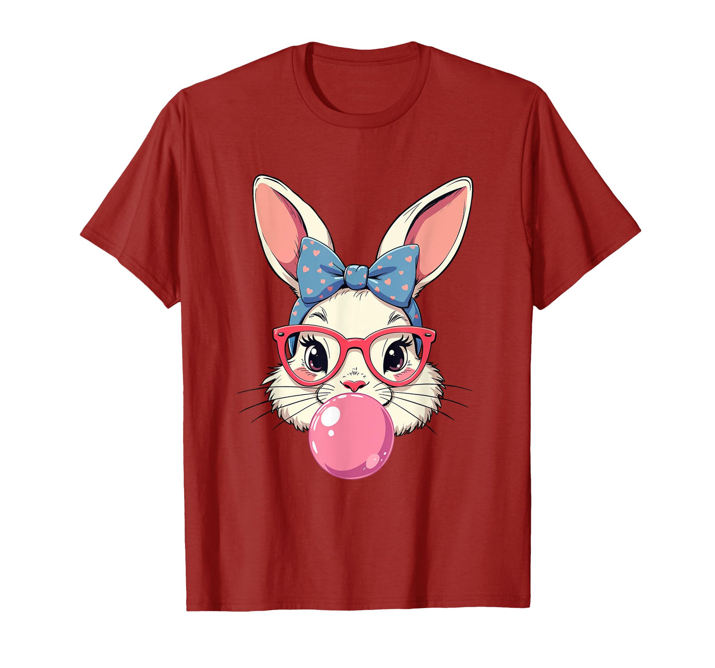 Cute Easter Day Bunny Face With Bandana Heart Glasses T-Shirt