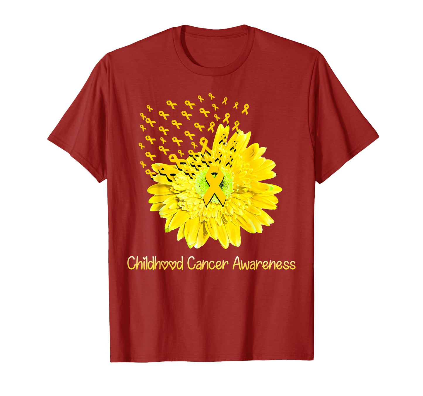 Faith Hope Love Gold Daisy Flower Childhood Cancer Awareness T-Shirt
