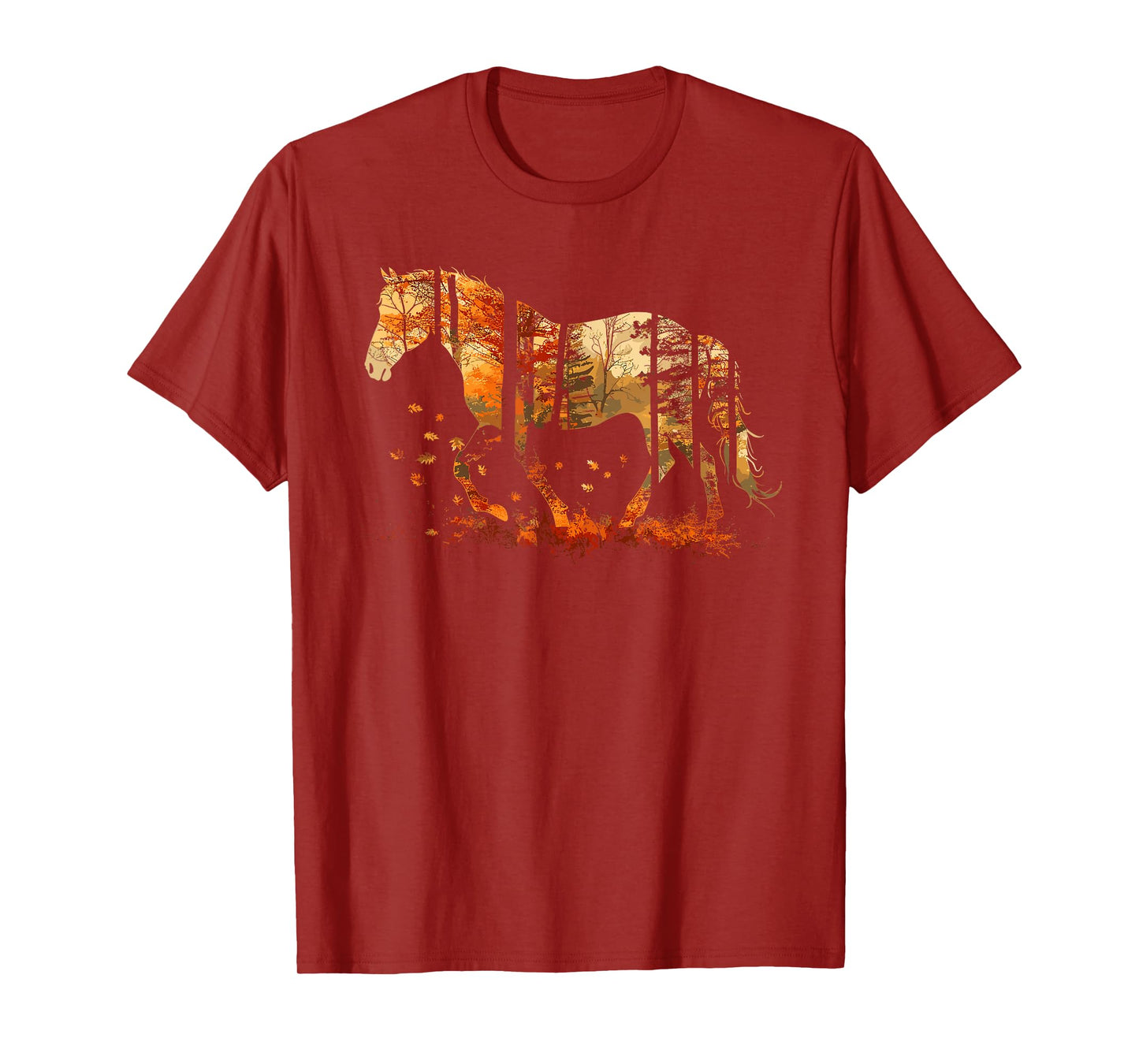 Cute Horse Lover Autumn Leaves Pony Animal Wildlife T-Shirt