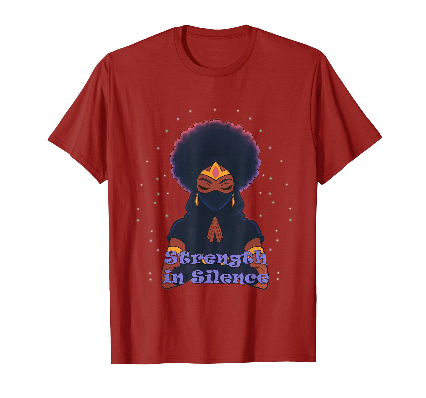 Strength in Silence | Afro Warrior Princess Praying Hands T-Shirt