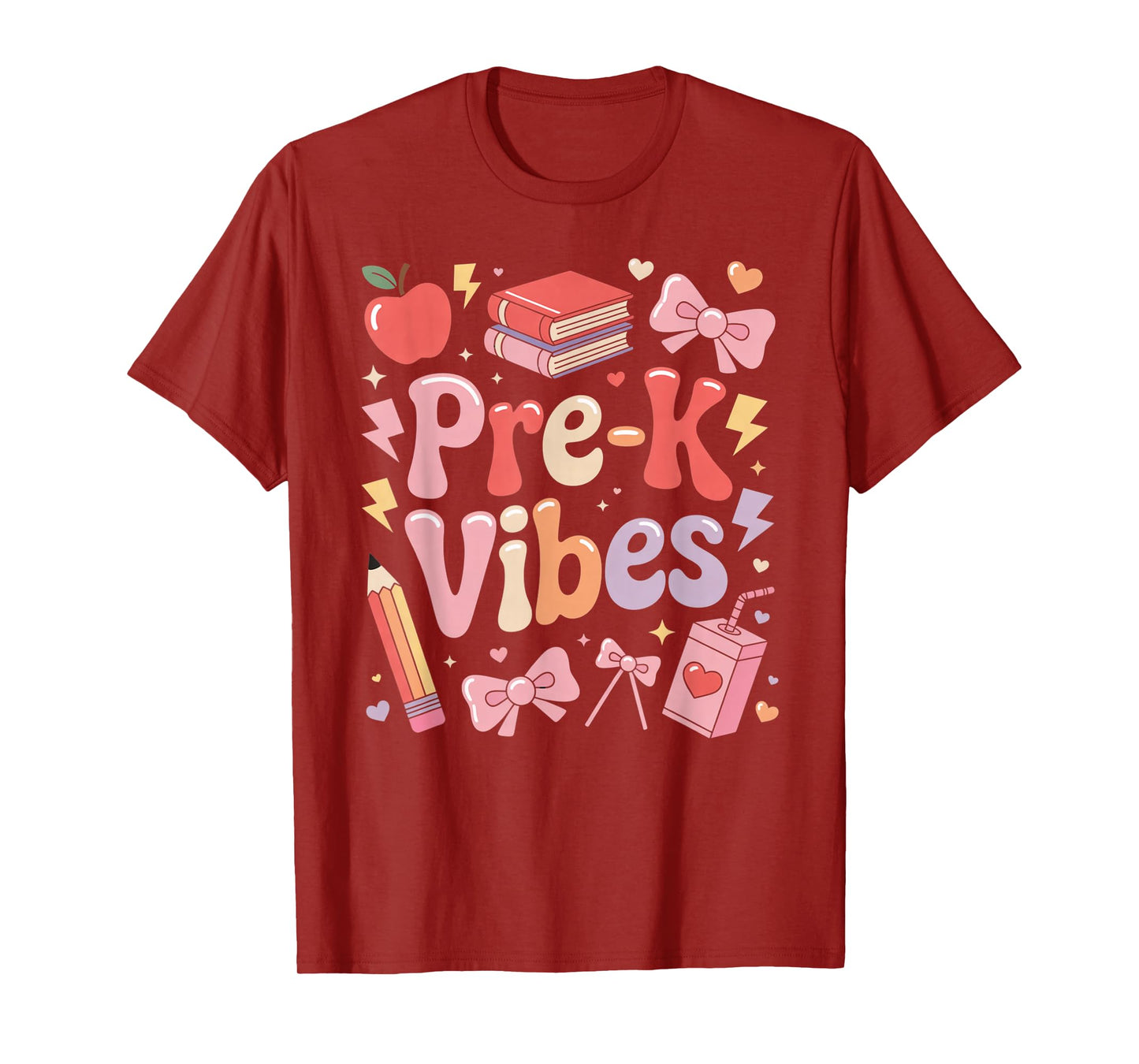 Pre-k Vibes Coquette Bow Back to School Teacher Prek T-Shirt