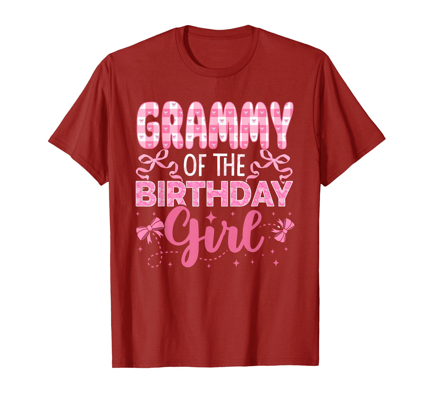 Grammy of The Birthday Girl Family Pink Coquette Bow T-Shirt