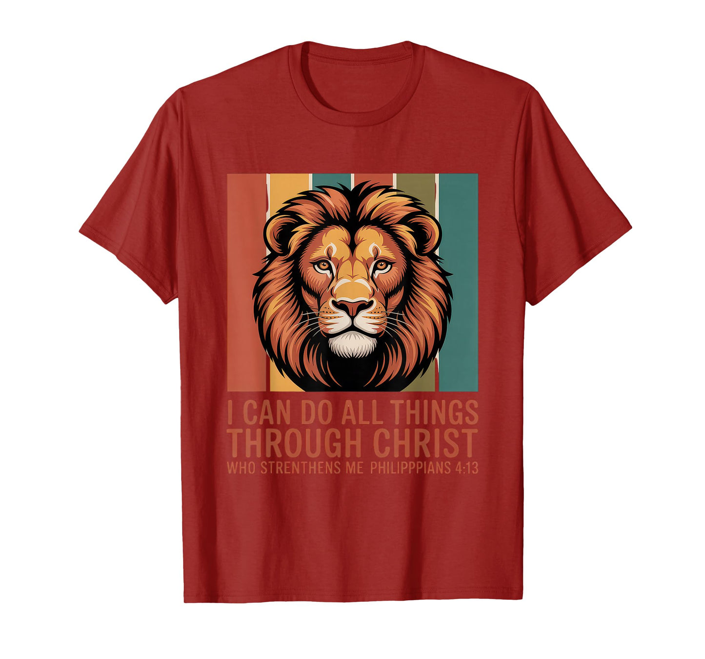 Christian Tshirt Philippians 4:13 Religious Lion Strengthens T-Shirt