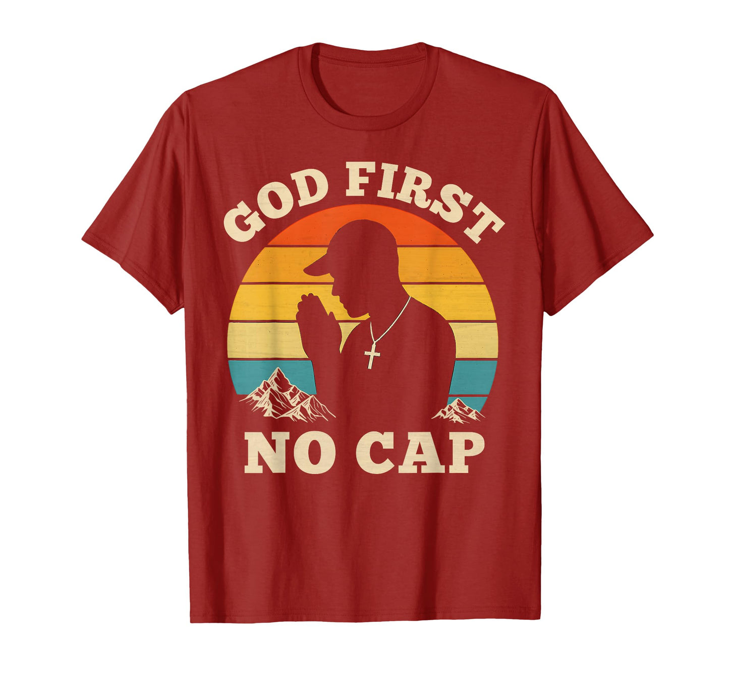 God First No Cap Vintage Christian Teenagers Hip Hop Praying T-Shirt