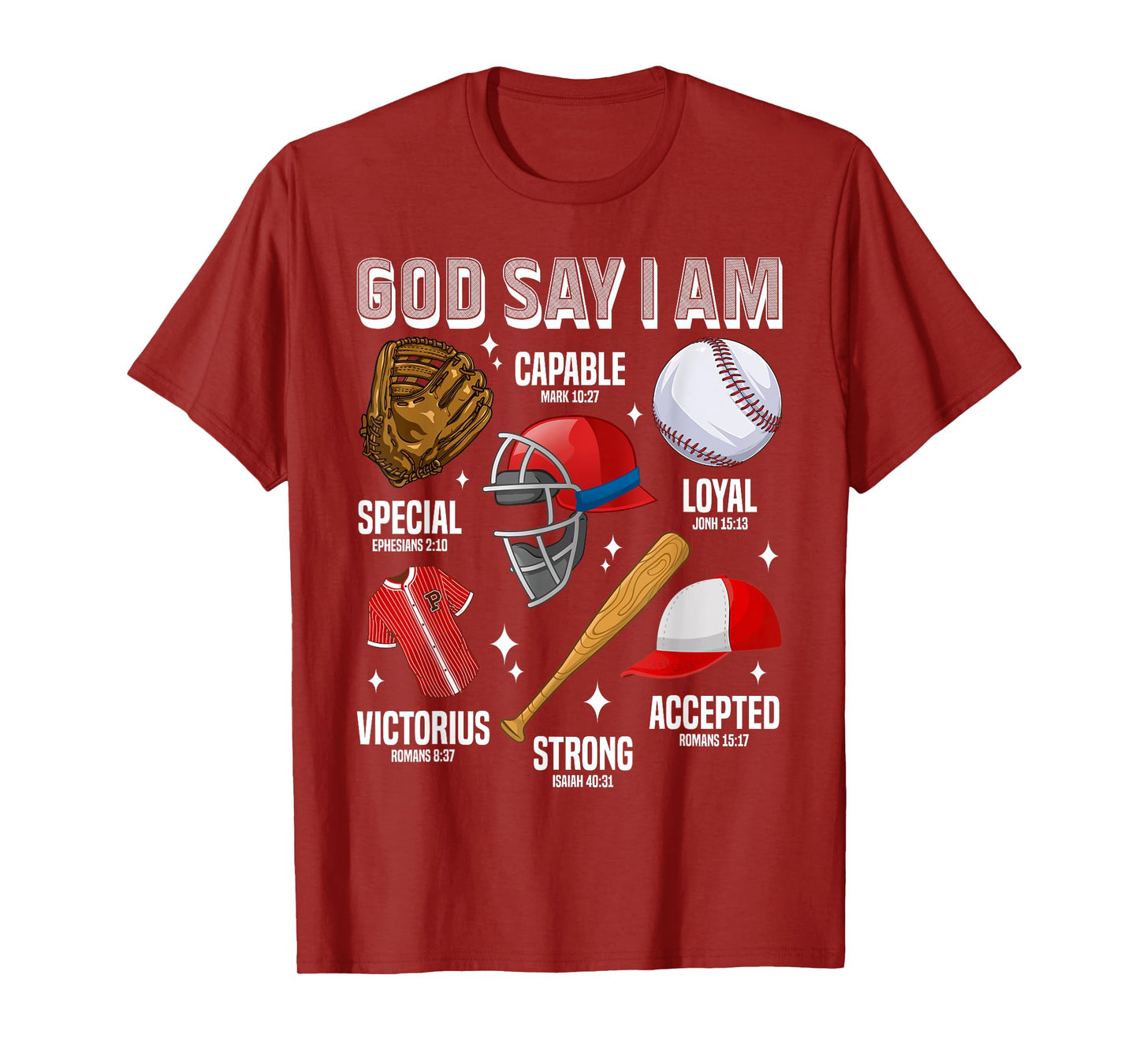 Funny God Says I Am Baseball Player Catcher Pitcher Boys Men T-Shirt