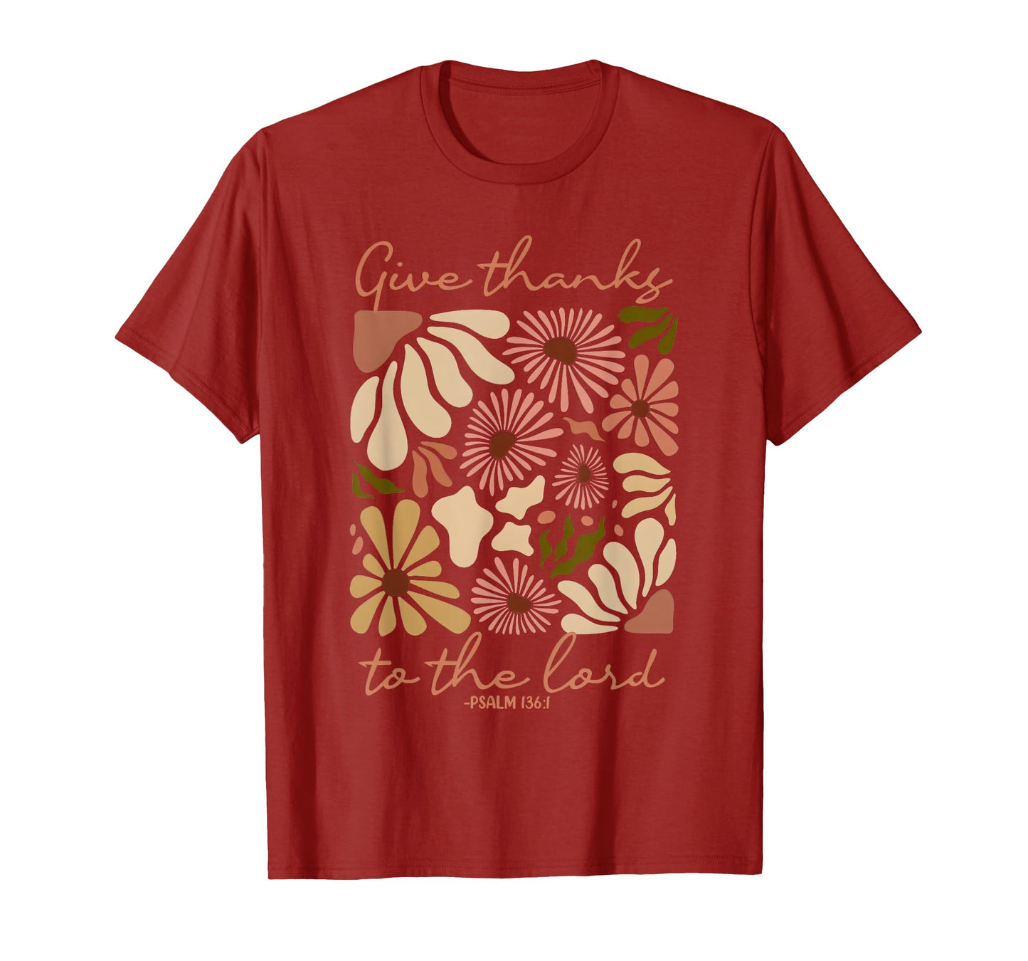 Give Thanks To The Lord Boho Floral Christian Thanksgiving T-Shirt
