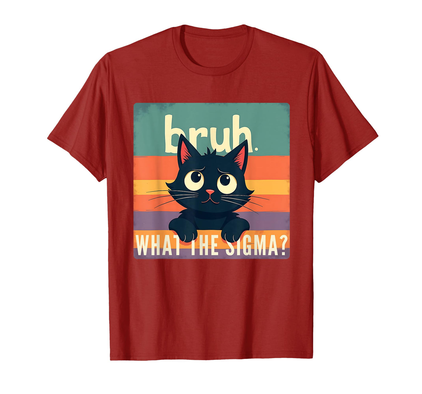 Bruh Cat What The Sigma Funny Meme Vintage Kids Youth T-Shirt
