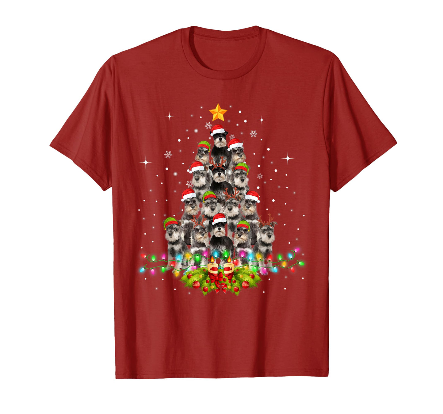 Schnauzer Dogs Tree Christmas Sweater Xmas Pet Animal Dog T-Shirt for Men Women Kids