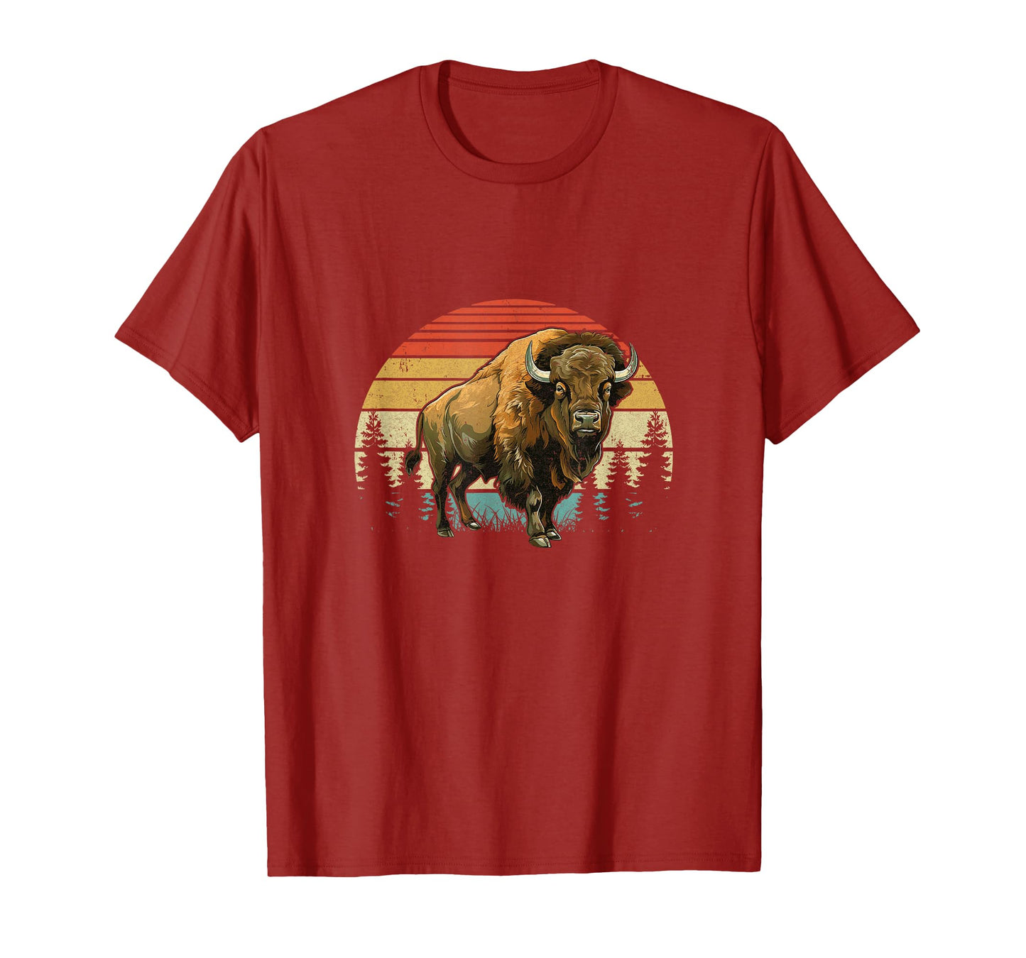 Retro Bison Design For Men Women Kids Buffalo Bison Lovers T-Shirt