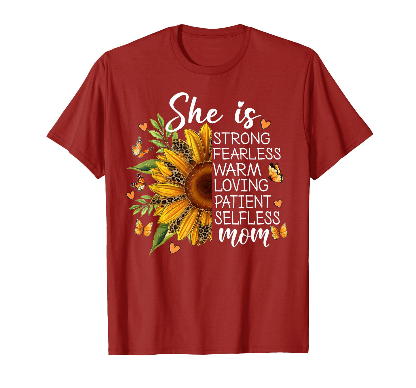 She Is Mom Sunflower Leopard Christian Mom Mother's Day T-Shirt