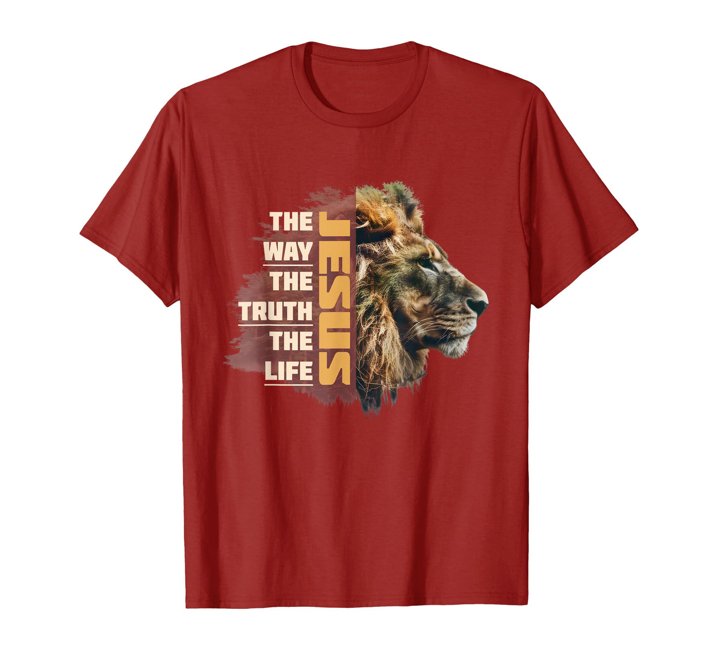 Jesus The Way Truth Life Lion Faith Christian Religious T-Shirt
