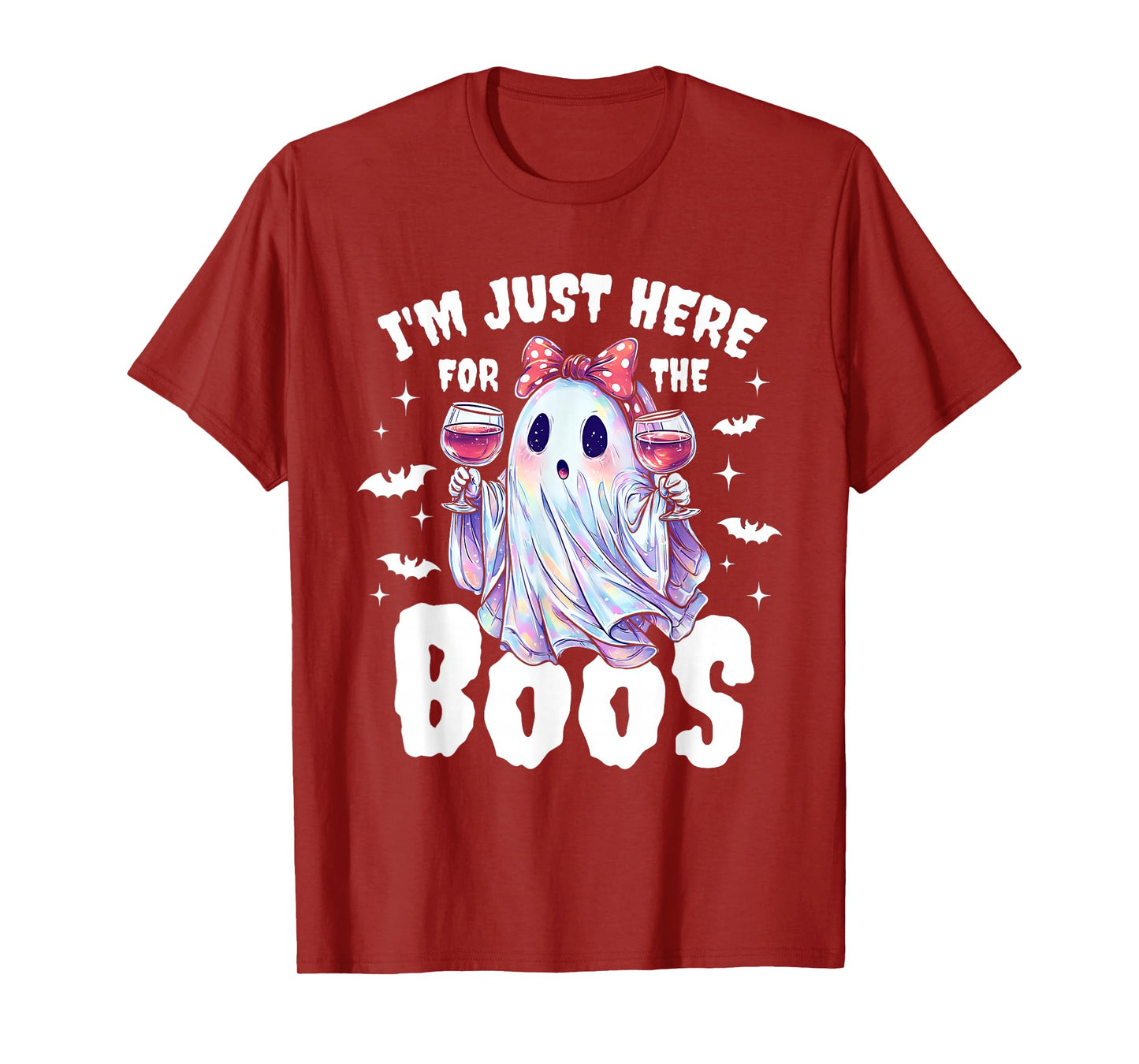 Cute Ghost Wine Halloween Design T-Shirt