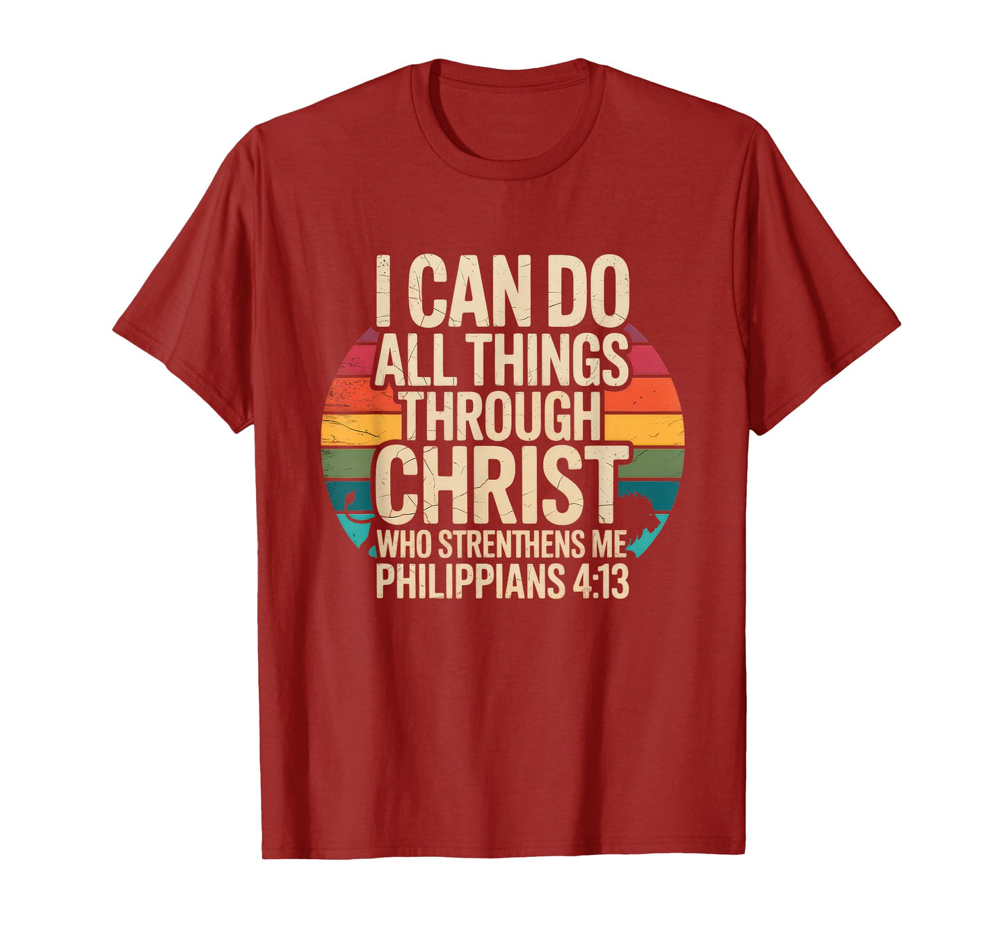 Christian Tshirt Philippians 4:13 Religious Lion Strengthens T-Shirt