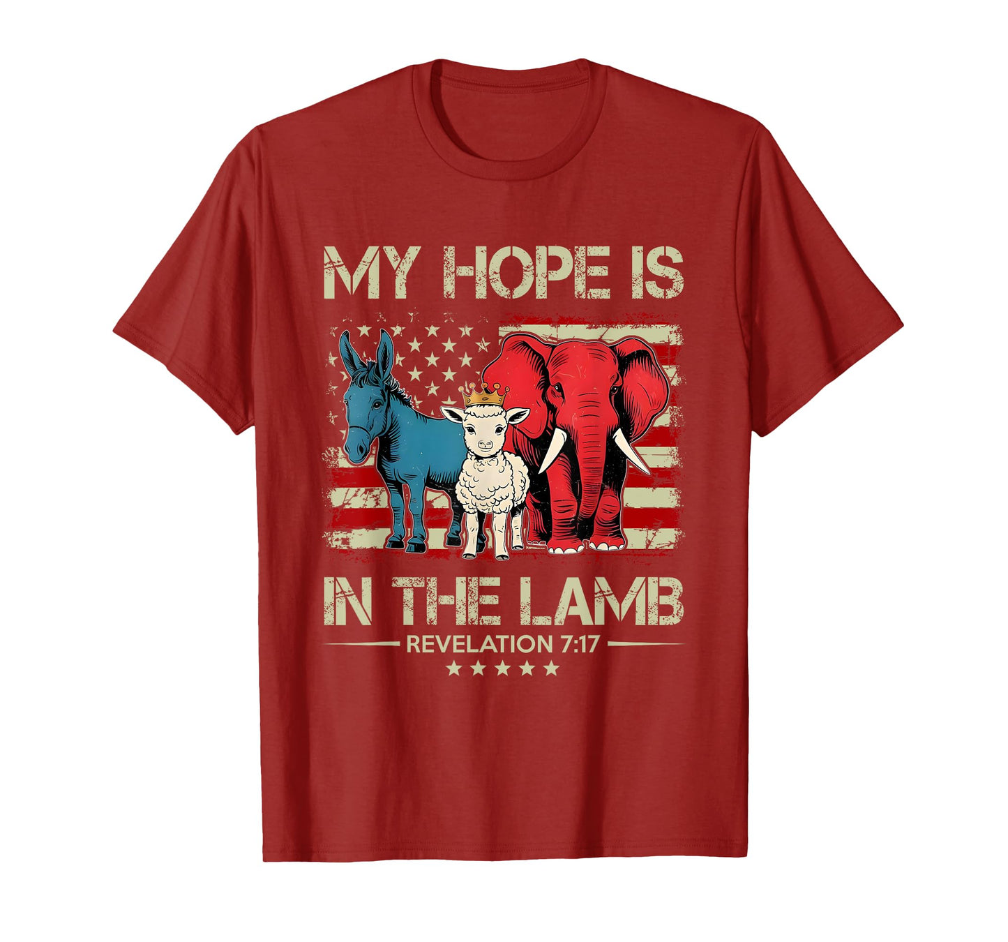 My Hope is in the Lamb Elephant Donkey USA Funny Scripture T-Shirt